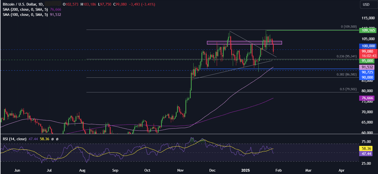 Bitcoin falls from 109K, below 100k with Trump, the Fed, and tech in focus; Large investors increase holdings - BTCUSD 46