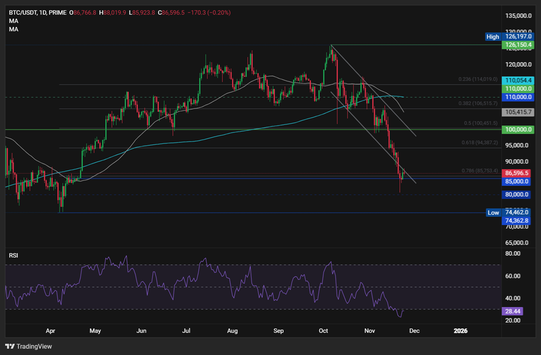 Bitcoin rises from a 7-month low as the search for a bottom continues Bitcoin rises from a 7-month low as the search for a bottom continues - BTCUSD 24112025