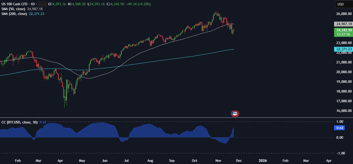 Bitcoin rises from a 7-month low as the search for a bottom continues Bitcoin rises from a 7-month low as the search for a bottom continues - NASDAQ Correlation 24112025